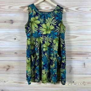 Dressing Clio Dark Floral Mini Dress Women Medium Tropical Babydoll Vintage USA